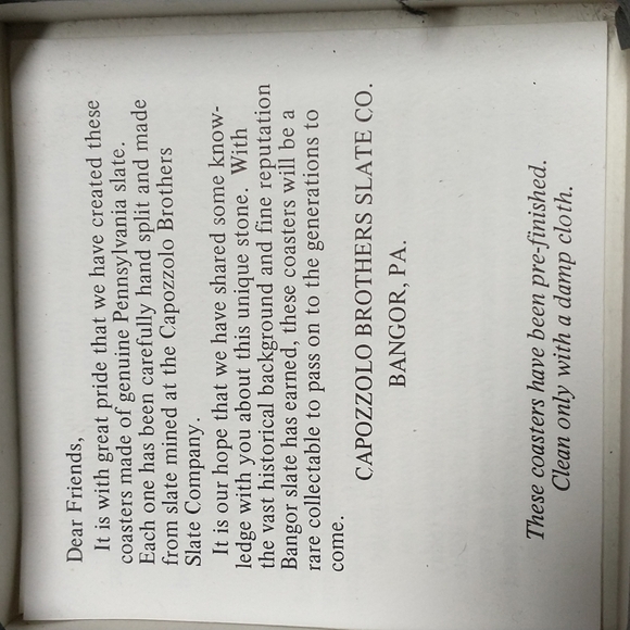 NIB, Box of 4 Beautiful Slate Coasters with the letter F - Picture 7 of 9